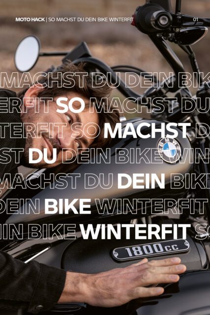 Person mit Motorrad in detailreicher Nahaufnahme mit markenorientierter Social Media Gestaltung umgesetzt von Wuger