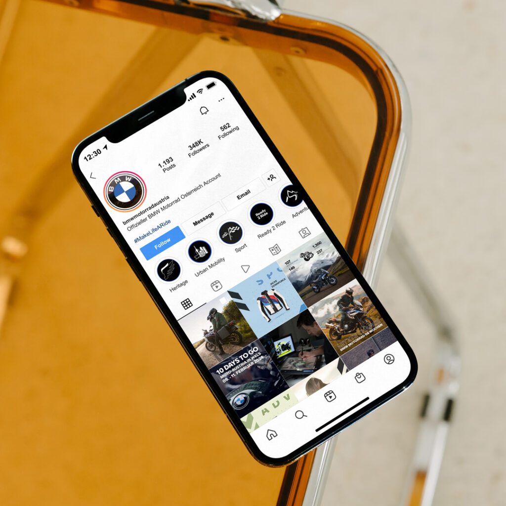 Instagram Feed von BMW Motorrad Österreich, Social Media Strategie und Contentplanung von Wuger