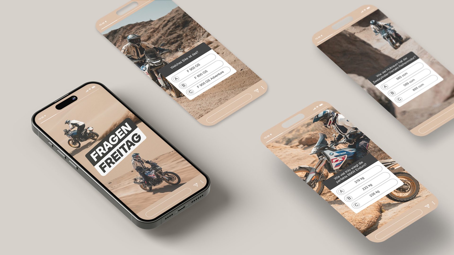 BMW Motorrad Österreich Instagram Stories mit Quizformat, Social Media Strategie und Contentkonzept von Wuger