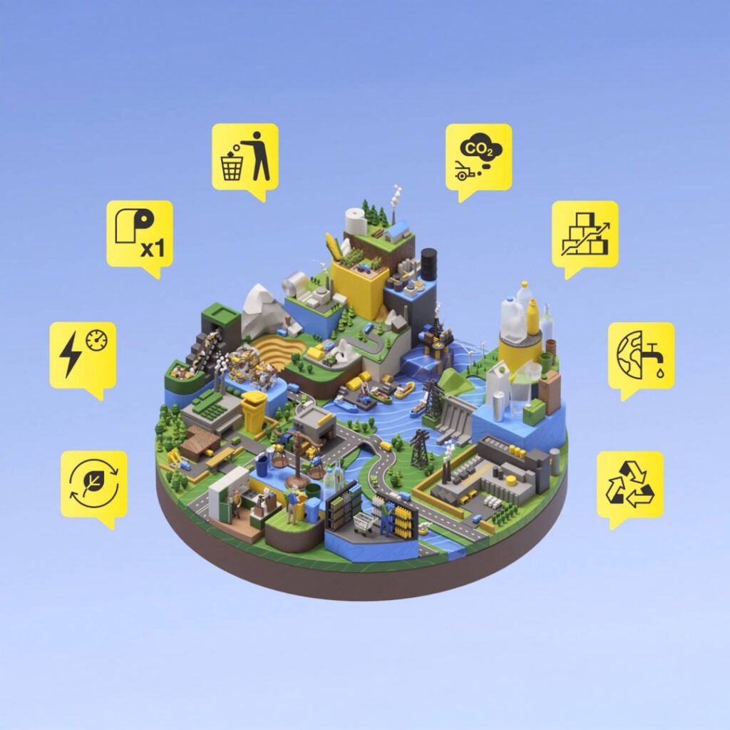 3D Visualisierung der nachhaltigen Verpackungswelt im Projekt 