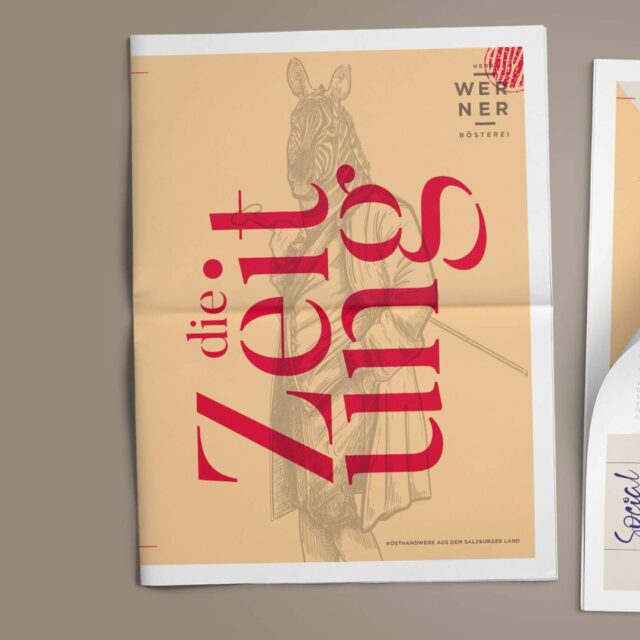 Wuger verbindet Illustration und Typografie zu einem charakterstarken Packaging Element, das Handwerk und Marke vereint. Gestaltete Kaffeezeitung mit Illustration und typografischem Layout als Teil des Packaging Designs entwickelt von Wuger