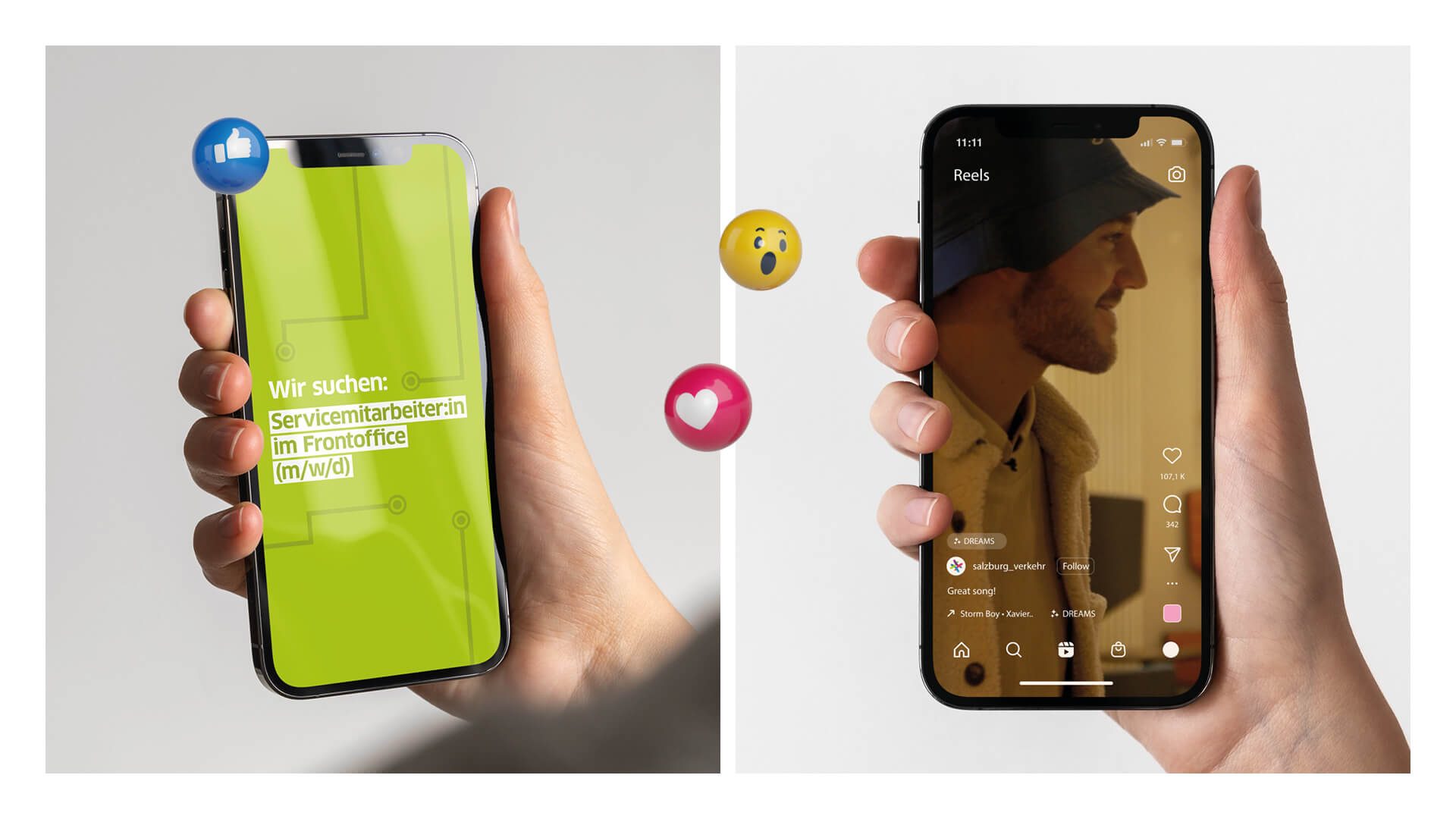 Smartphone zeigt Social Media Story Designs als Beispiel wie Wuger professionellen Social Media Auftritt plant