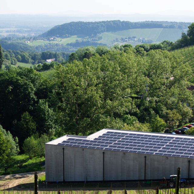 TV Spot Produktion für MOON mit Photovoltaikanlage am Weingut Polz als Symbol für nachhaltige Energie und Technologie
