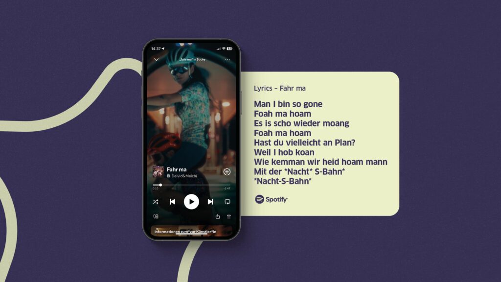 Mockup mit den Lyrics zum Song Kreatives Musikvideo Mockup mit Song Lyrics von