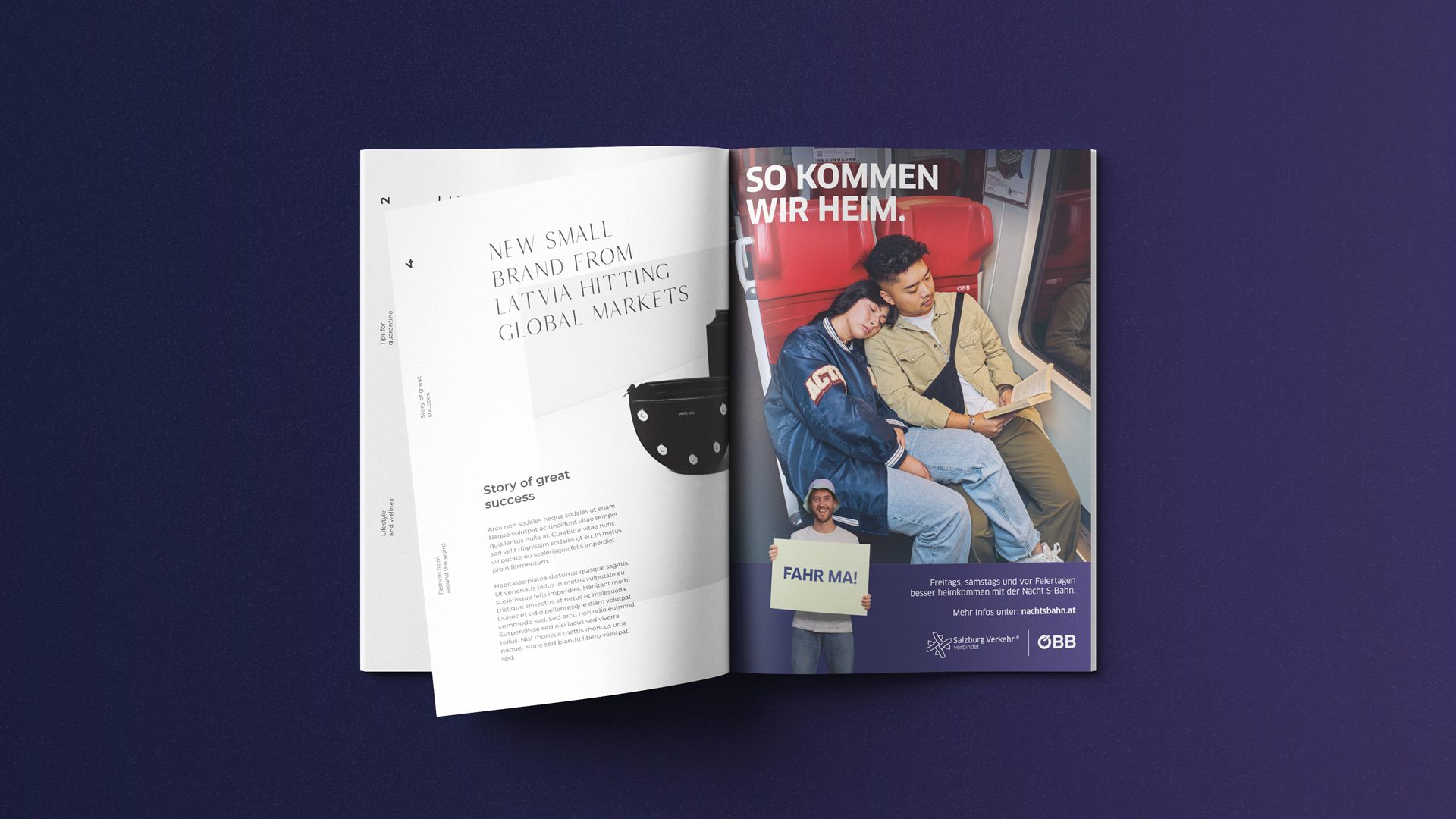 Kampagnensujet in Form eines Mockups für eine Print Anzeige. Von Wuger gestaltetes Mockup einer Print Ad für eine 360° Kampagne mit Fokus auf ein kreatives Gesamtkonzept