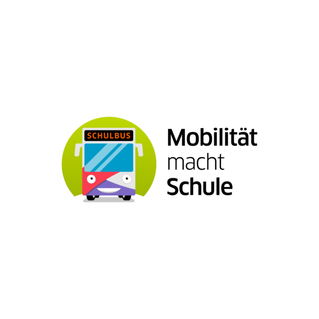 Das Logo schafft Wiedererkennung und bündelt Mobilitätserziehung in einem leicht verständlichen visuellen Zeichen. Illustration zeigt ein Schulbus-Logo als kindgerechtes Zeichen, das Wuger für Event Marketing entwickelt hat