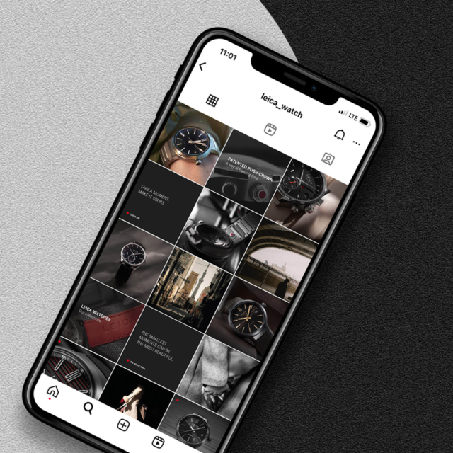Kuratierten Social Media Feed für Premiummarken auf Mock-Up Smartphone mit Fokus auf Content Strategie und Storytelling