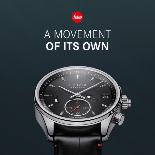 Frontale Leica Uhr für eine High End Produktkampagne und konsistentes Markenerlebnis und Storytelling von Wuger